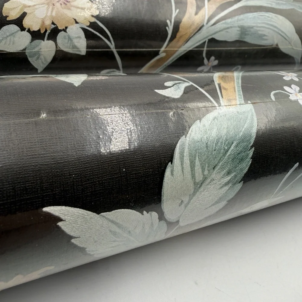 2 VTG 90s Colorall Ready Pasted Vinyl Wallpaper Majesty Floral 11 Yards Retro‎